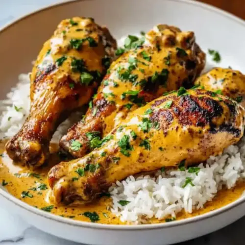 Creamy Paprika Chicken Drumsticks with Steamed Rice