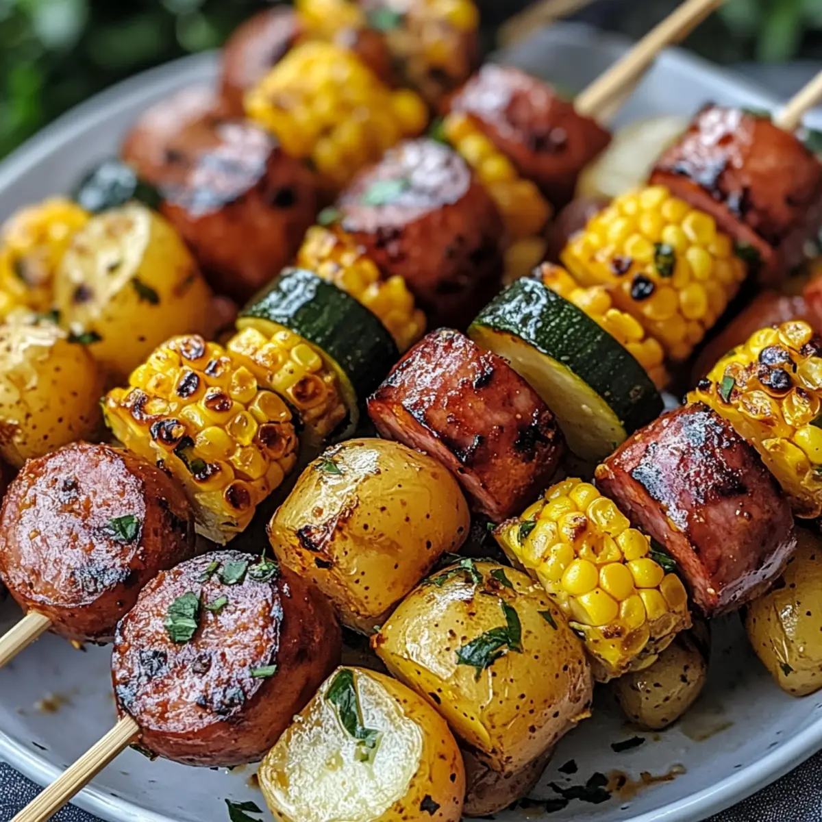 Cowboy Butter Kielbasa and Potato Skewers