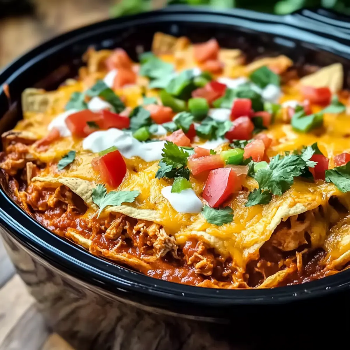 Crockpot Chicken Enchilada Casserole