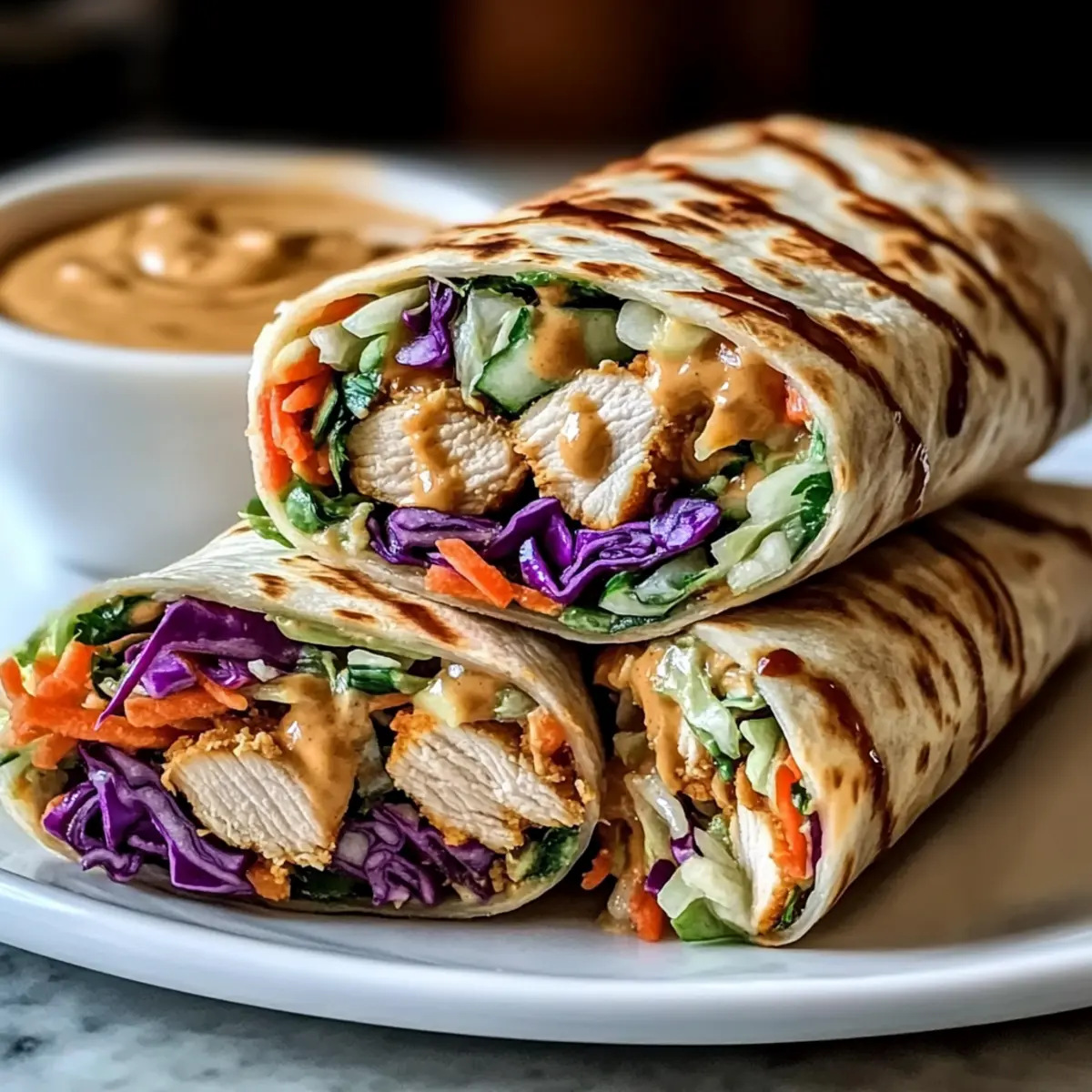 Thai Peanut Chicken Wraps