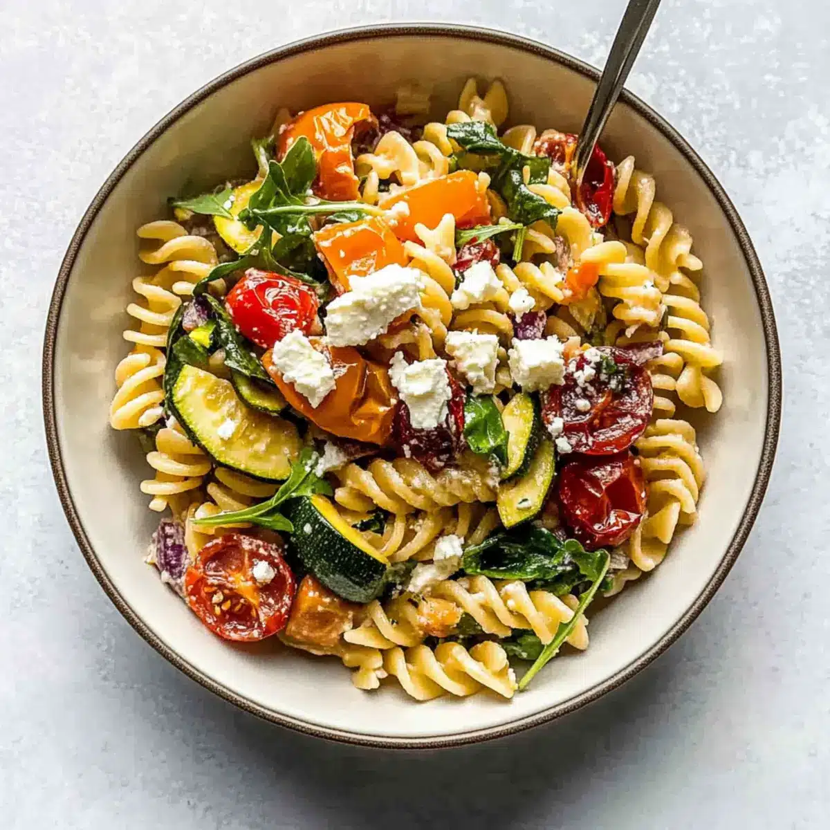 Roasted Veggie Pasta with Feta