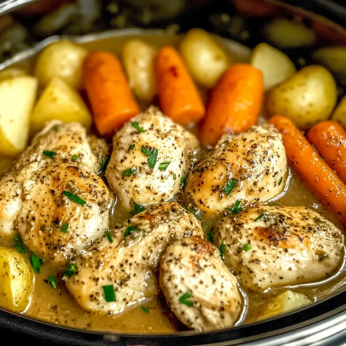 Easy Crockpot Garlic Herb Chicken