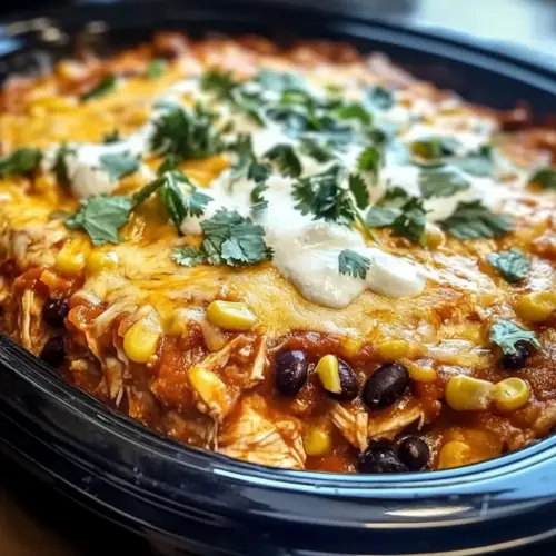 Crockpot Chicken Enchilada Casserole