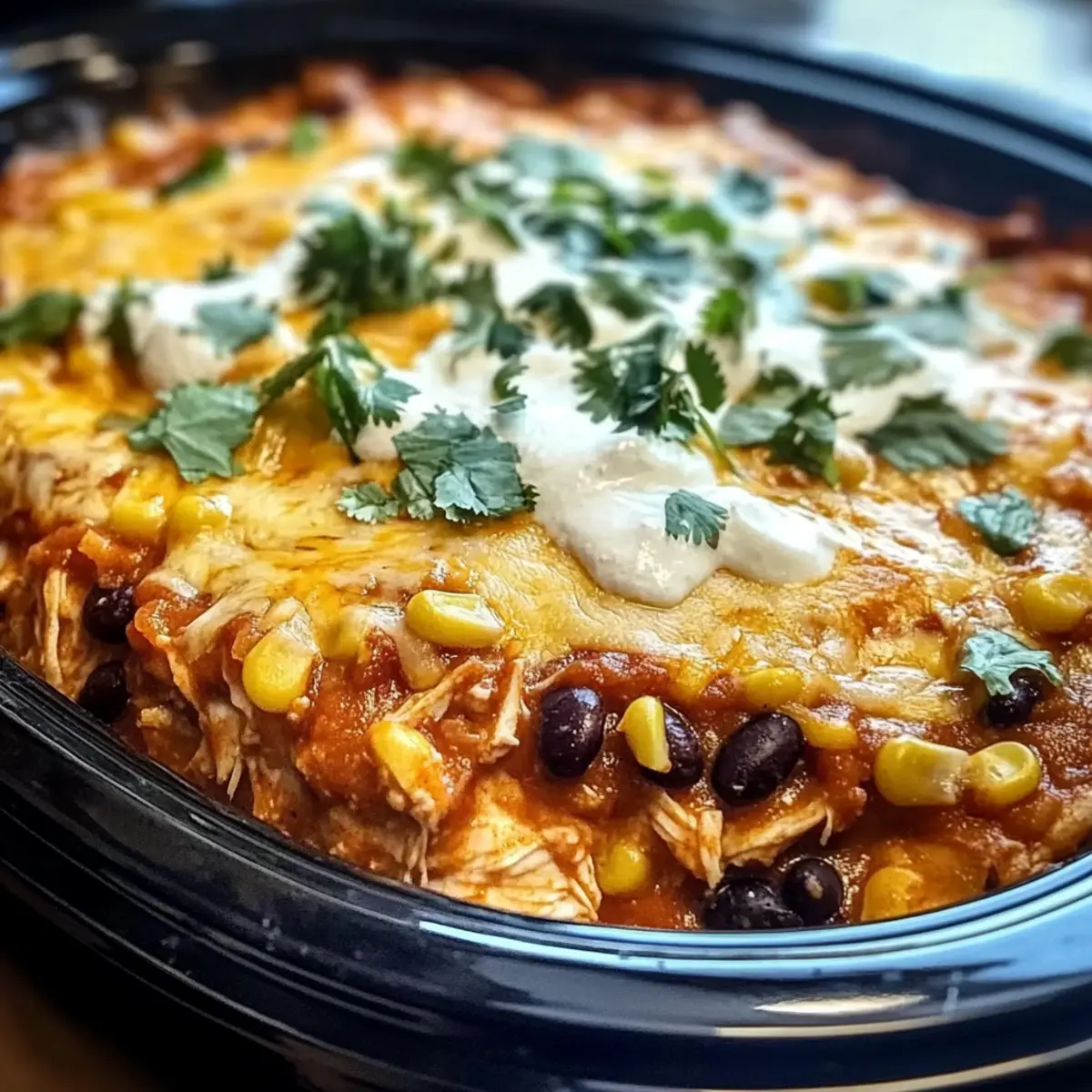 Crockpot Chicken Enchilada Casserole