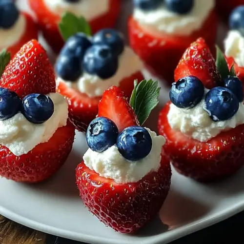 Red, White, and Blue Cheesecake Strawberries