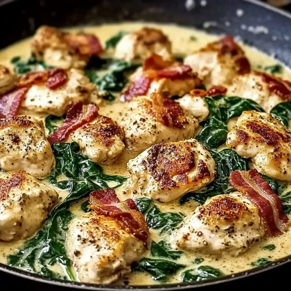 Keto Chicken Bacon Spinach Skillet