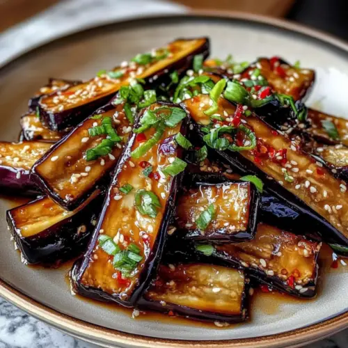 Crispy Eggplant Tossed in Garlic Soy Glaze