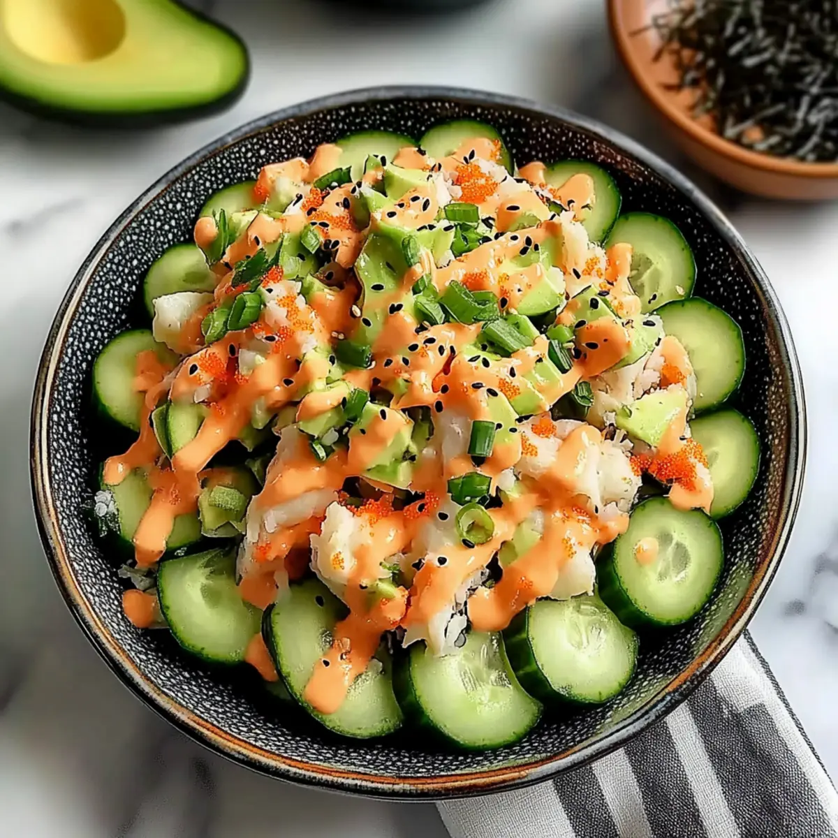 Delicious California Roll Cucumber Salad