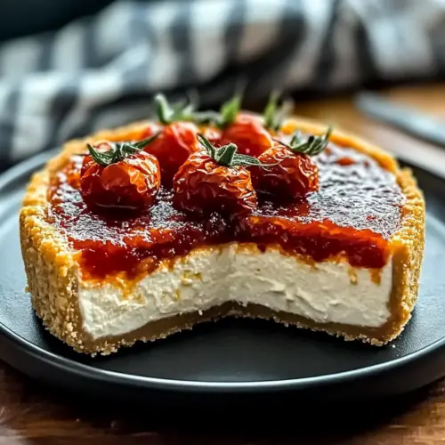 Cheesecake with Roasted Tomato Jam & Parmesan Crust