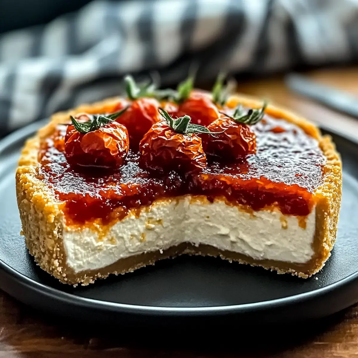 Cheesecake with Roasted Tomato Jam & Parmesan Crust