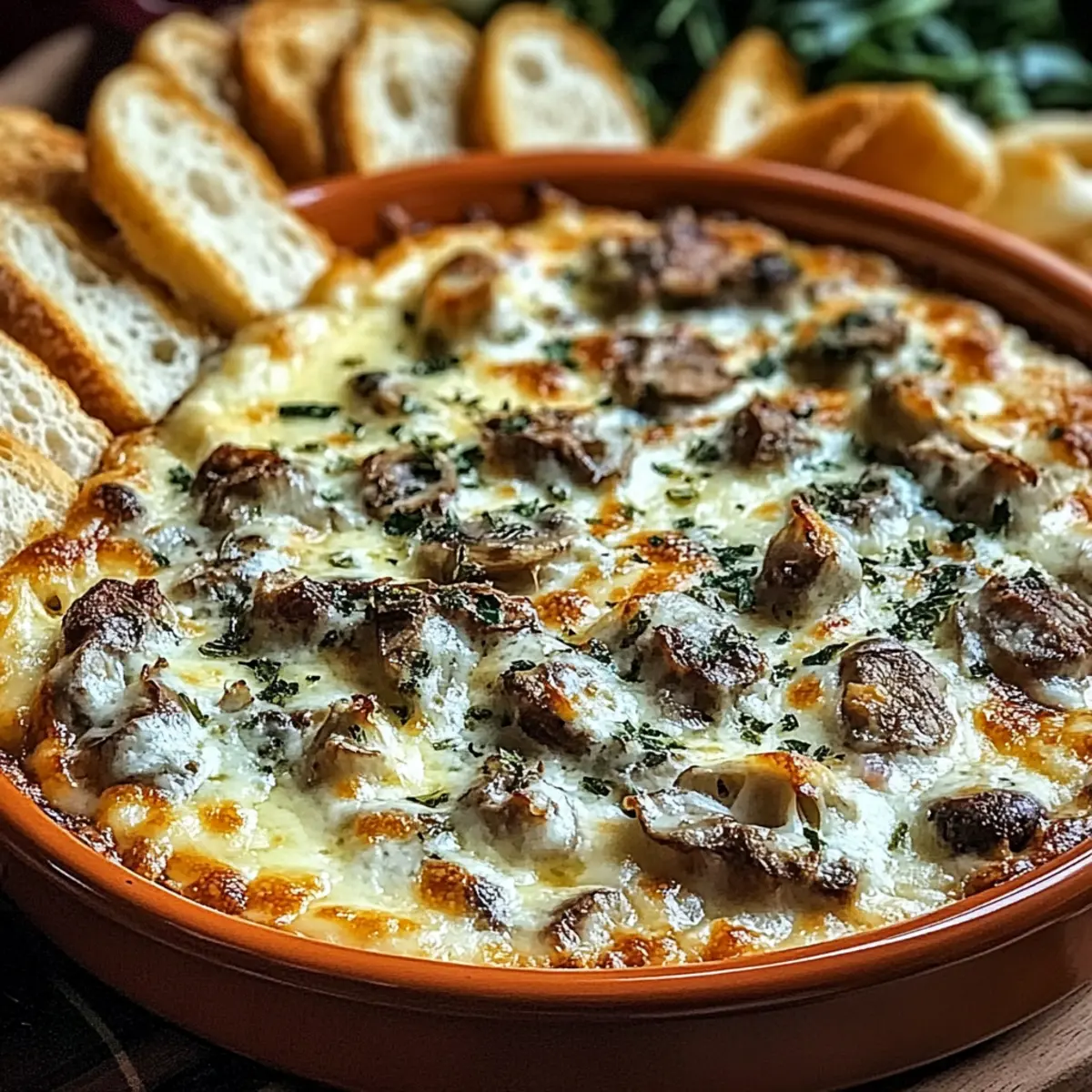 Creamy Stuffed Mushroom Dip
