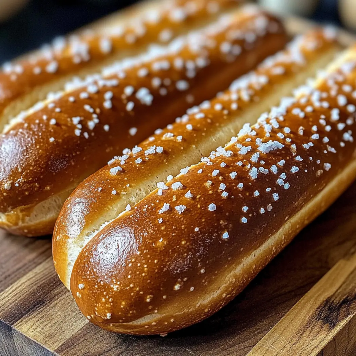 Pretzel Hot Dog Buns with Sea Salt