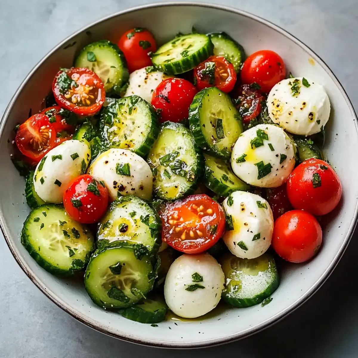 Crisp & Fresh Cucumber Mozzarella Salad