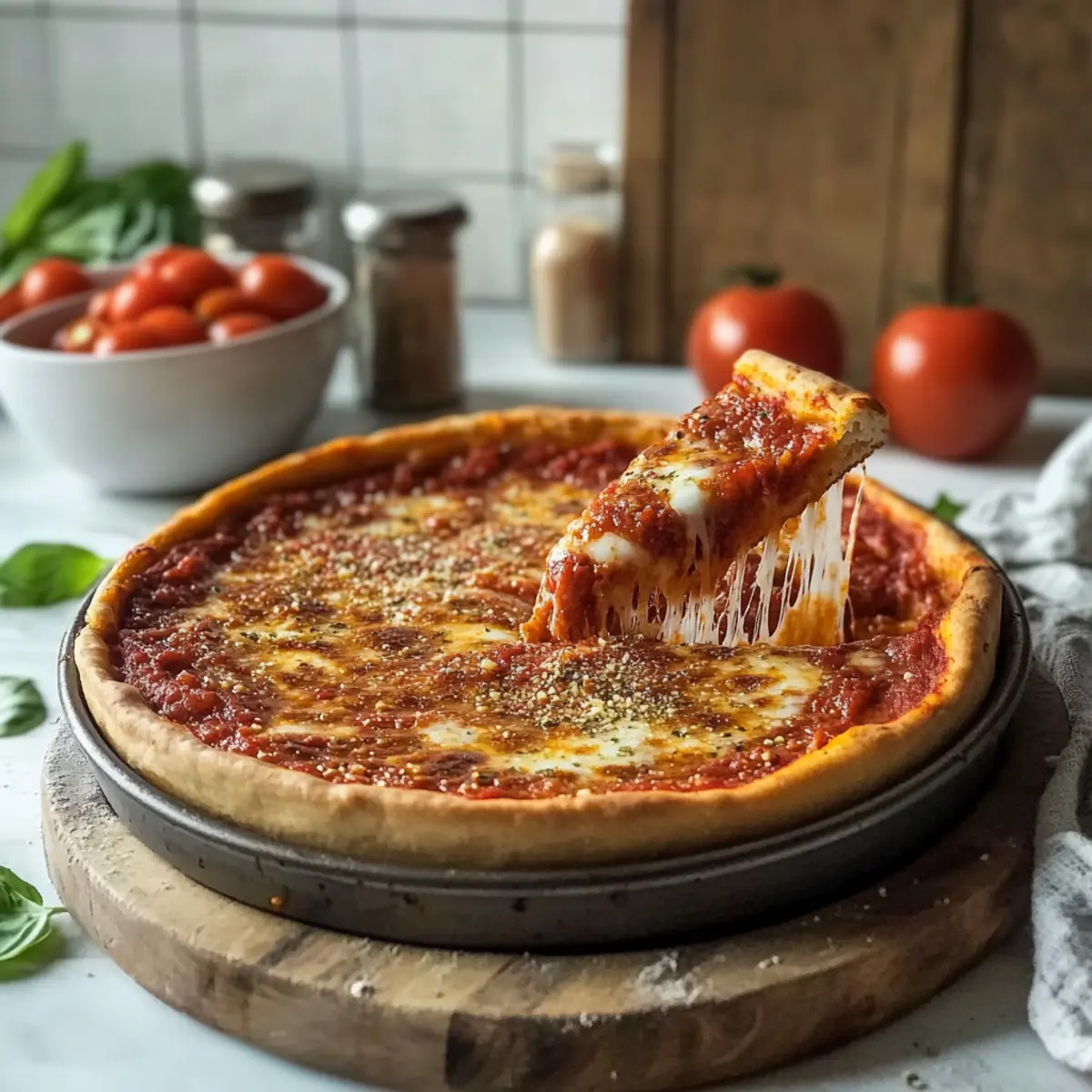 Homemade Chicago Style Deep Dish Pizza