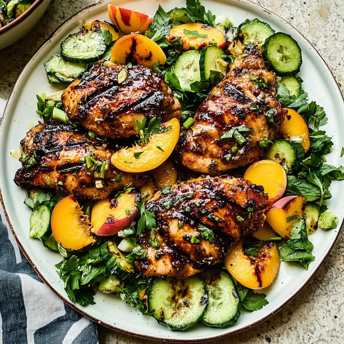 Grilled Honey Mustard Chicken with Peach Salad