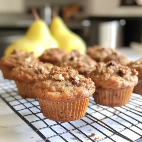 Spiced Pear and Walnut Muffins