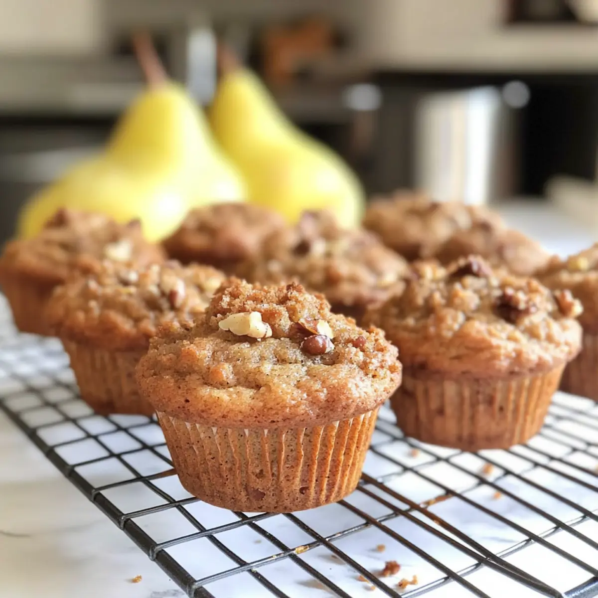 Spiced Pear and Walnut Muffins