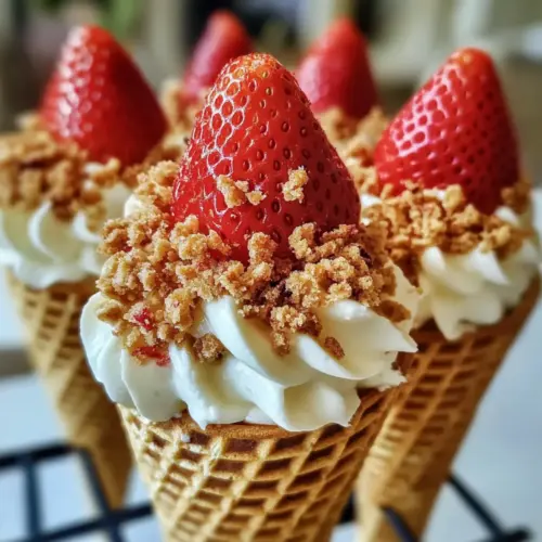 Strawberry Crunch Cheesecake Cones