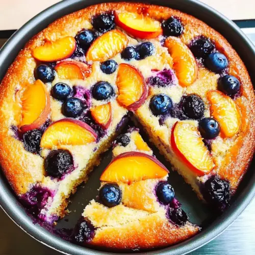 Peach and Blueberry Greek Yogurt Cake