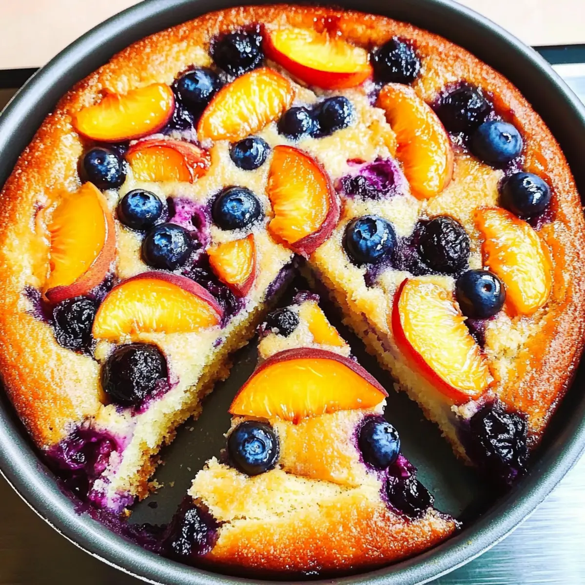 Peach and Blueberry Greek Yogurt Cake