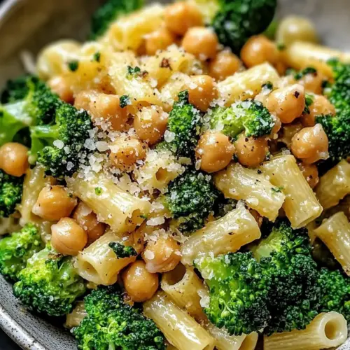 Broccoli Chickpea Pasta with Garlic Olive Oil