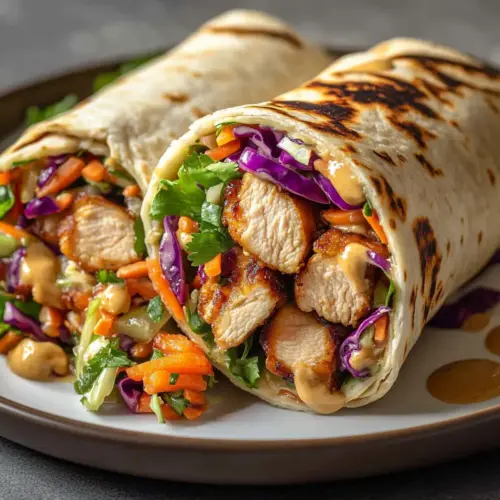Thai Chicken Wrap with Crunchy Asian Slaw