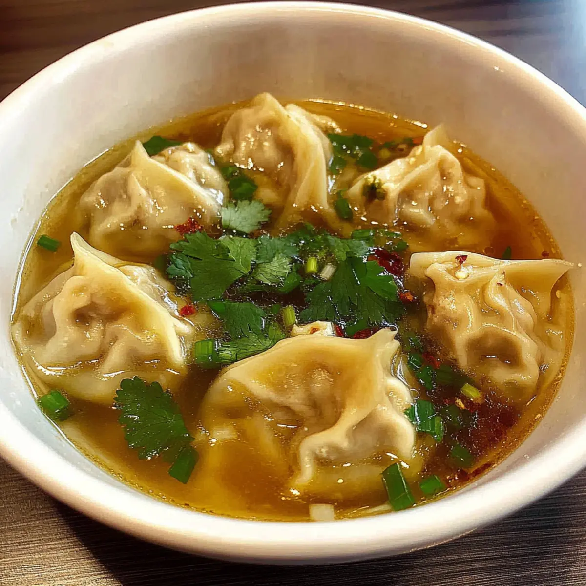 Wonton-Style Chicken Dumplings in Broth