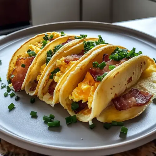 Pancake Tacos with Crispy Bacon and Soft Scrambled Eggs