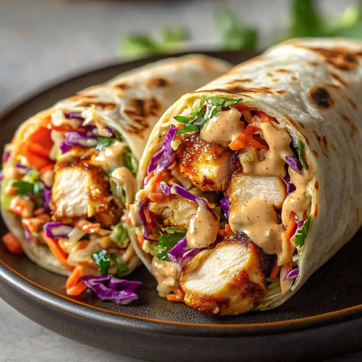 Thai Chicken Wrap with Crunchy Asian Slaw