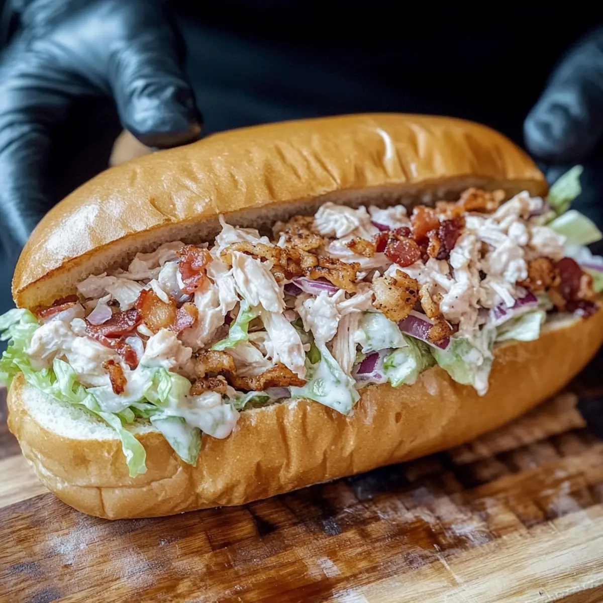 Chopped Chicken Bacon Ranch Sandwich