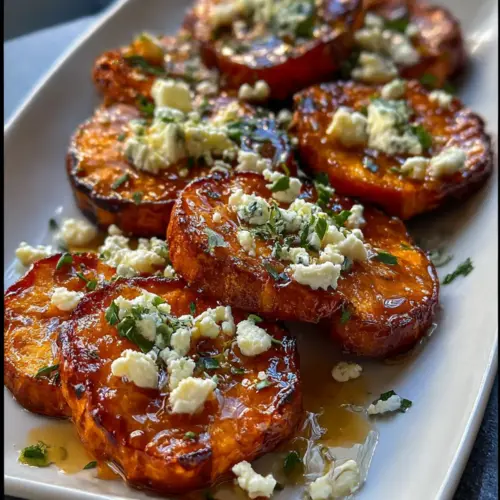 Roasted Sweet Potato Rounds with Honey & Feta