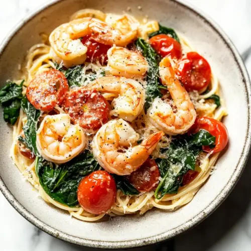 Tomato Spinach Shrimp Pasta