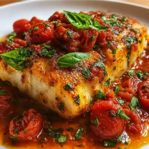 Mediterranean Cod with Tomato Basil Sauce