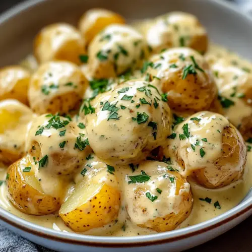 Creamy Garlic Sauce Baby Potatoes