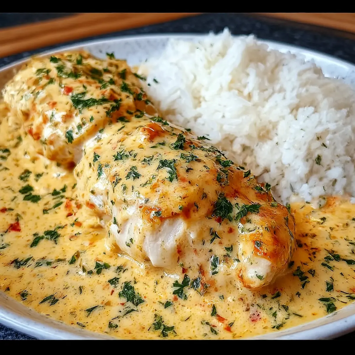 Creamy Smothered Chicken and Rice