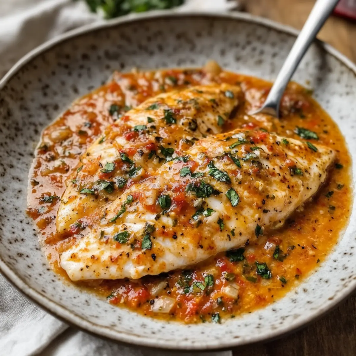 Tilapia in Roasted Pepper Sauce